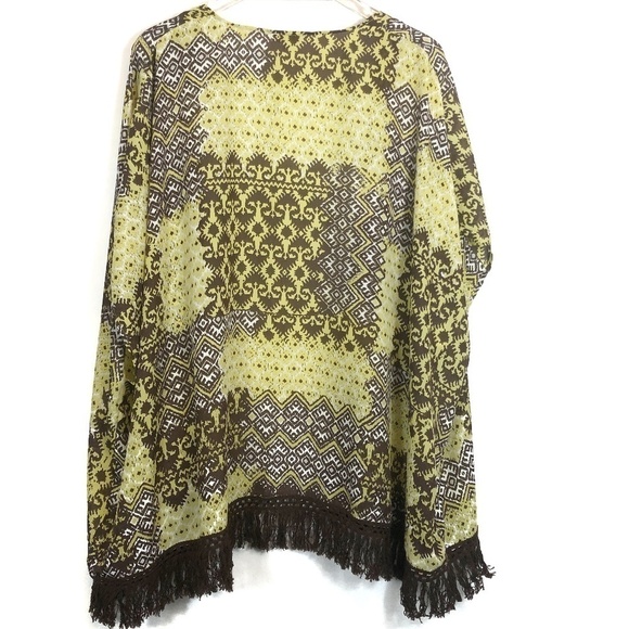 Charming Charlie Yellow and Brown Open Kimono - Picture 6 of 6